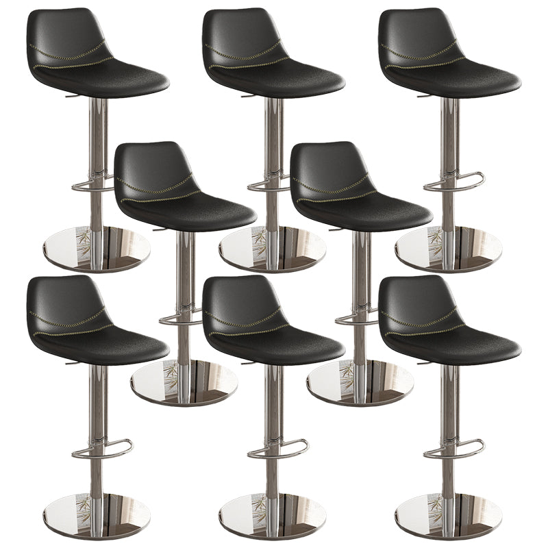 Contemporary Adjustable Backrest Counter High Stool with Leather Cushion