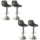 Contemporary Adjustable Backrest Counter High Stool with Leather Cushion