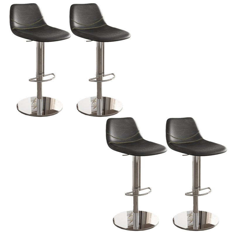 Contemporary Adjustable Backrest Counter High Stool with Leather Cushion