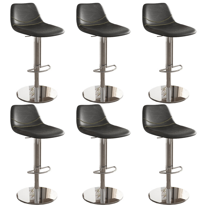 Contemporary Adjustable Backrest Counter High Stool with Leather Cushion