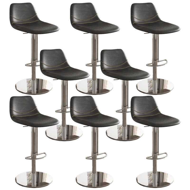 Contemporary Adjustable Backrest Counter High Stool with Leather Cushion