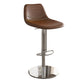 Contemporary Adjustable Backrest Counter High Stool with Leather Cushion