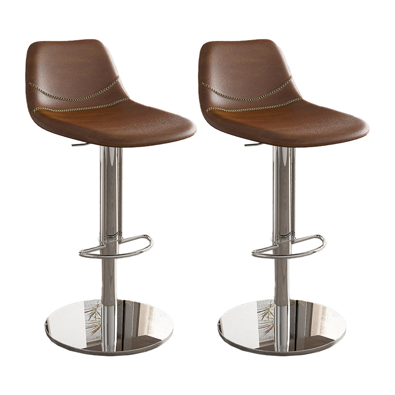 Contemporary Adjustable Backrest Counter High Stool with Leather Cushion