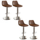 Contemporary Adjustable Backrest Counter High Stool with Leather Cushion