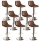Contemporary Adjustable Backrest Counter High Stool with Leather Cushion