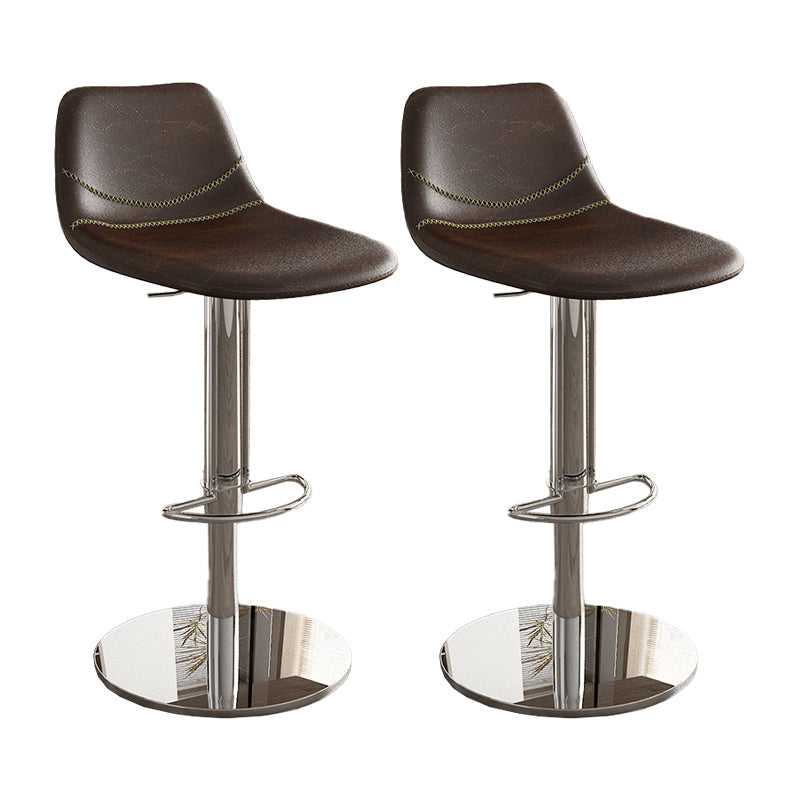 Contemporary Adjustable Backrest Counter High Stool with Leather Cushion