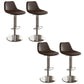 Contemporary Adjustable Backrest Counter High Stool with Leather Cushion