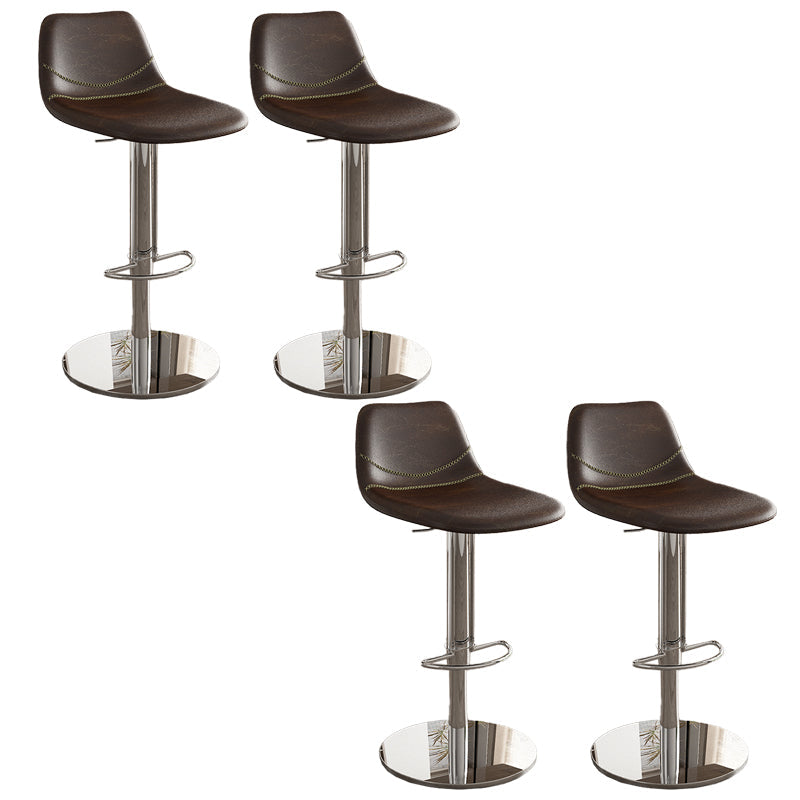 Contemporary Adjustable Backrest Counter High Stool with Leather Cushion