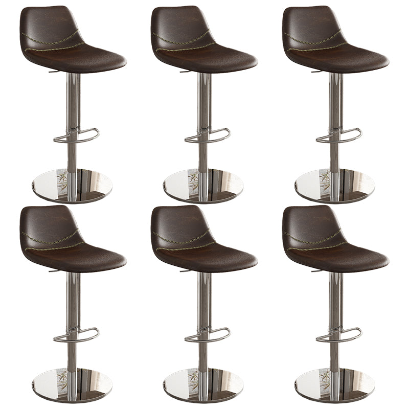 Contemporary Adjustable Backrest Counter High Stool with Leather Cushion