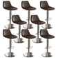 Contemporary Adjustable Backrest Counter High Stool with Leather Cushion