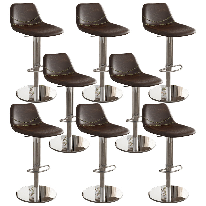 Contemporary Adjustable Backrest Counter High Stool with Leather Cushion