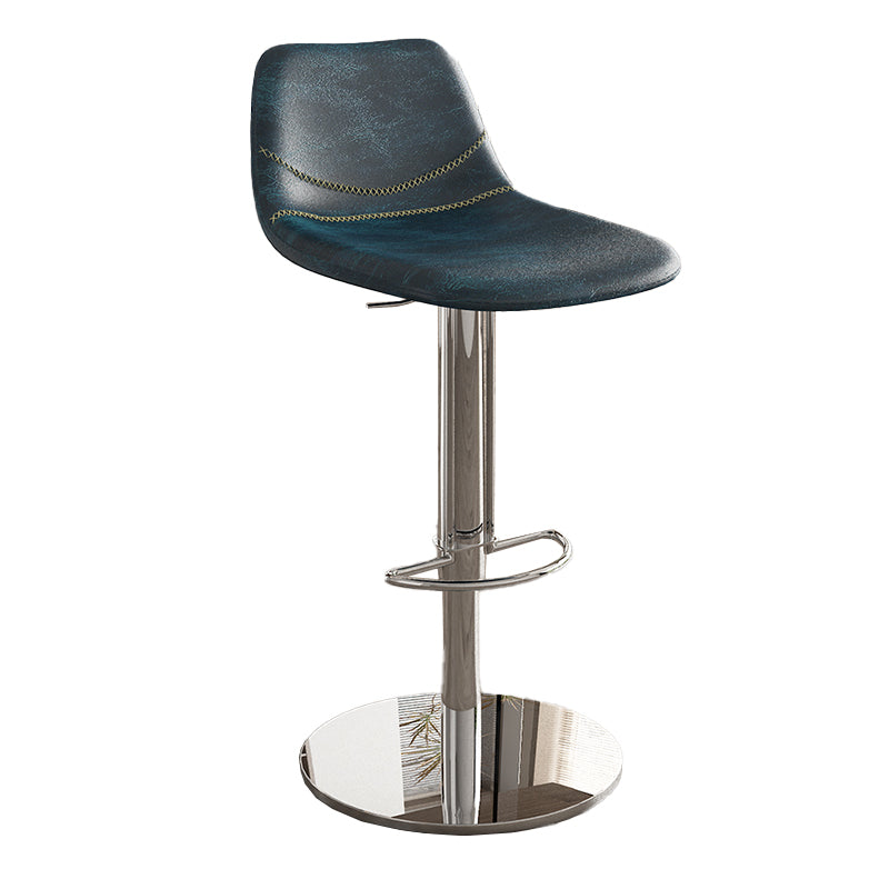 Contemporary Adjustable Backrest Counter High Stool with Leather Cushion