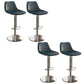 Contemporary Adjustable Backrest Counter High Stool with Leather Cushion