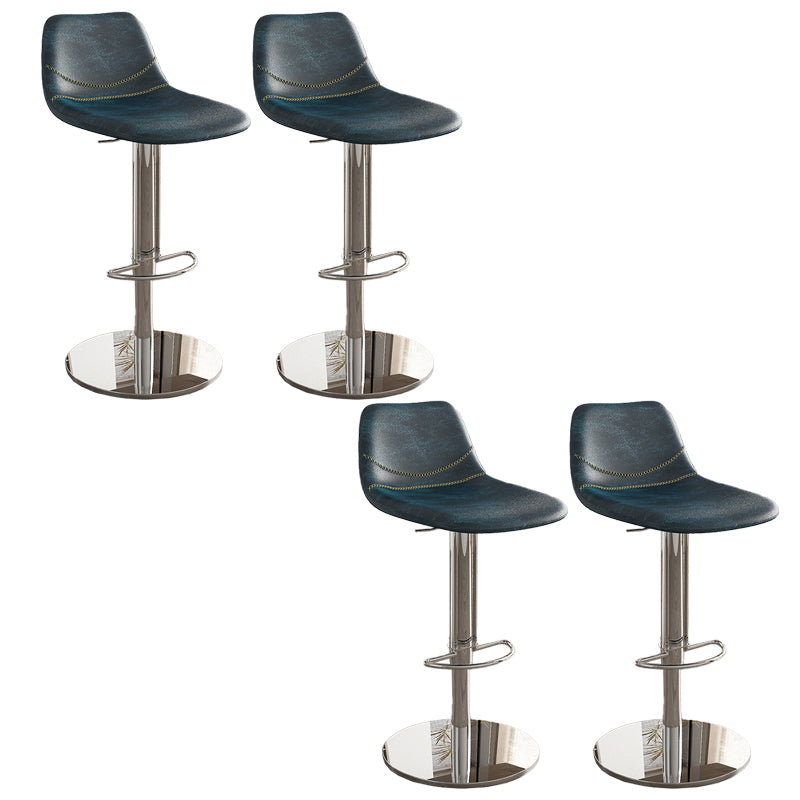 Contemporary Adjustable Backrest Counter High Stool with Leather Cushion