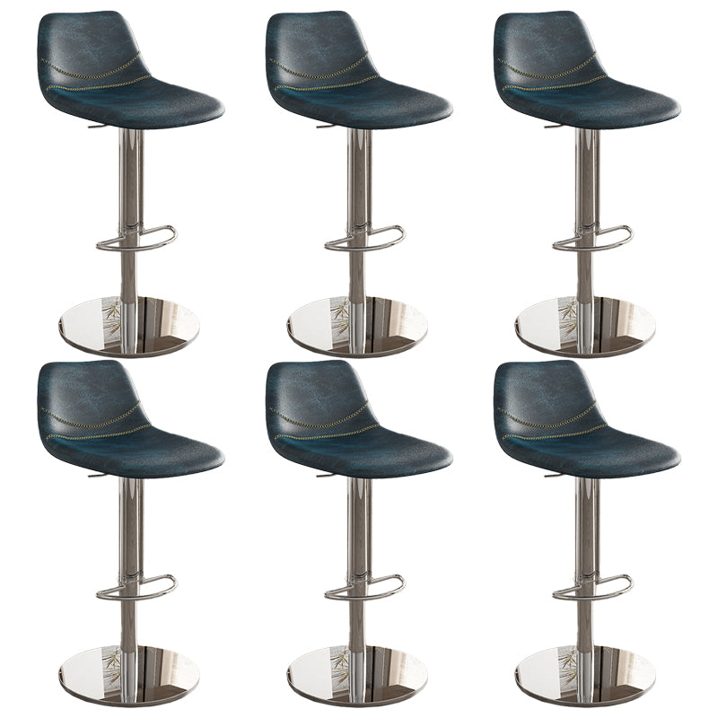 Contemporary Adjustable Backrest Counter High Stool with Leather Cushion