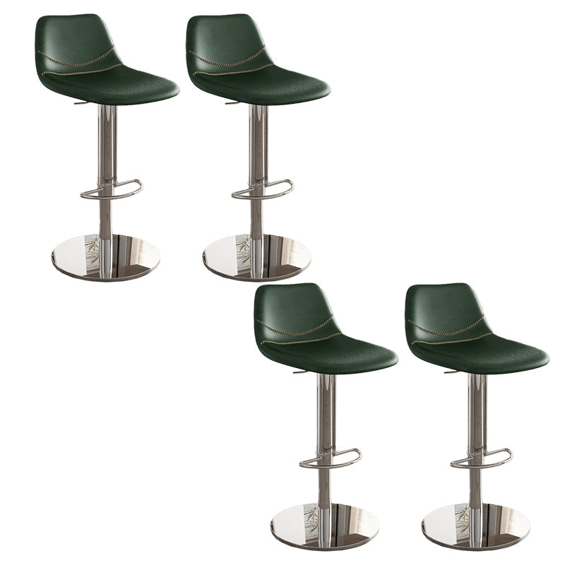 Contemporary Adjustable Backrest Counter High Stool with Leather Cushion