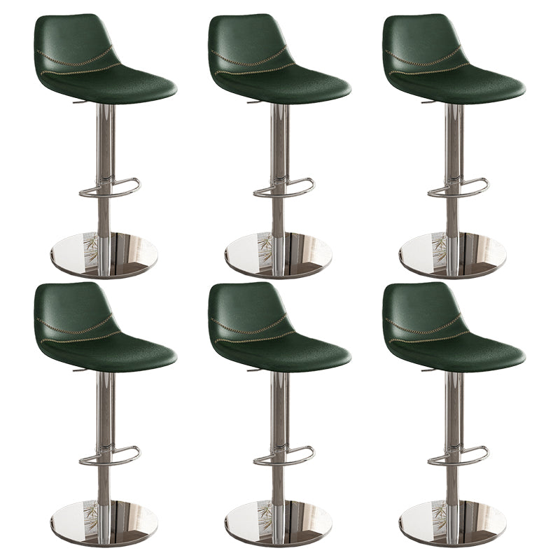 Contemporary Adjustable Backrest Counter High Stool with Leather Cushion