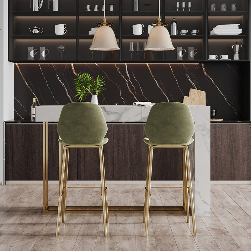 Mesa de mostrador de piedra sinterizada rectangular Glam de 1/2/3 piezas con taburetes altos en dorado