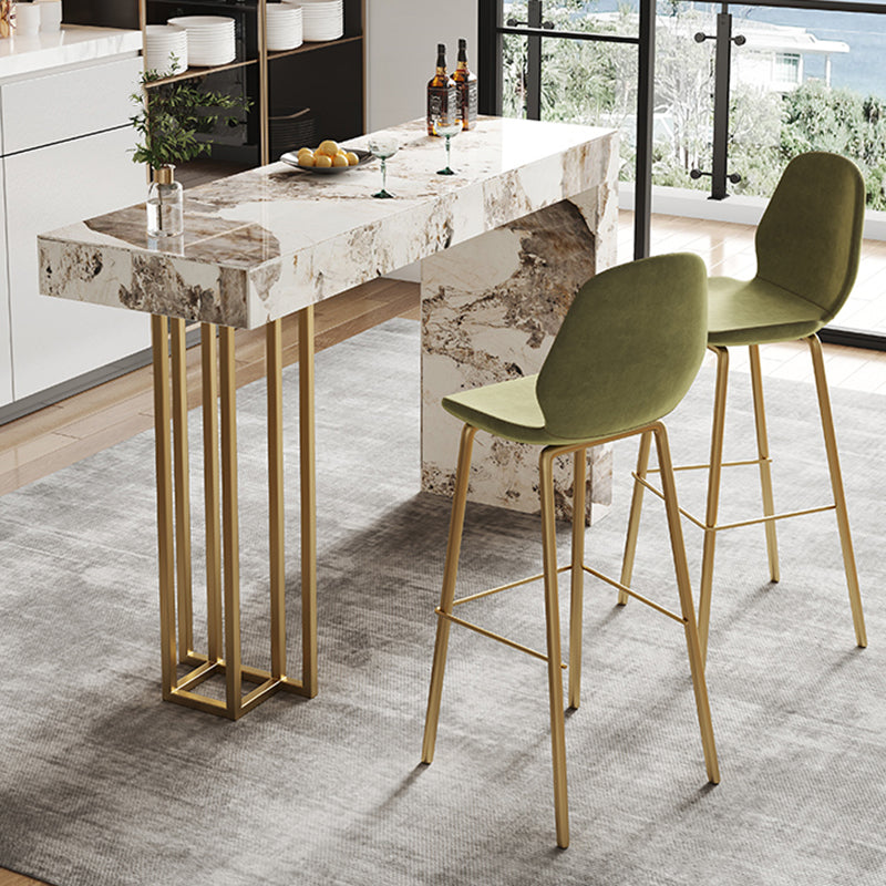 Tavolo da bancone in pietra sinterizzata rettangolare Glam da 1/2/3 pezzi con sgabelli alti