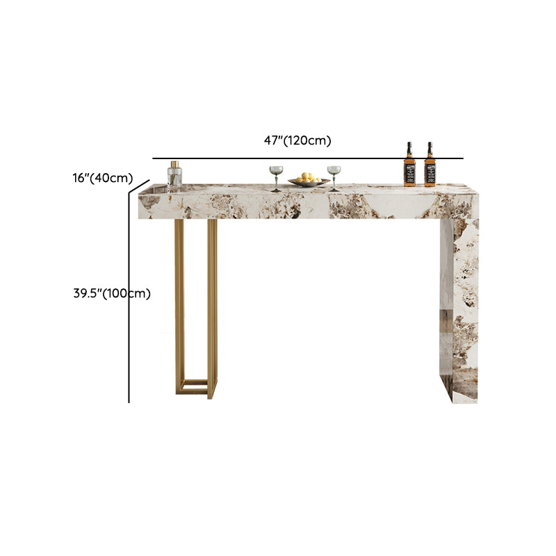 Tavolo da bancone in pietra sinterizzata rettangolare Glam da 1/2/3 pezzi con sgabelli alti