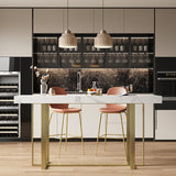 1/3 Pieces Bar Stool and Table Set, Glam Fixed Table and Rectangular