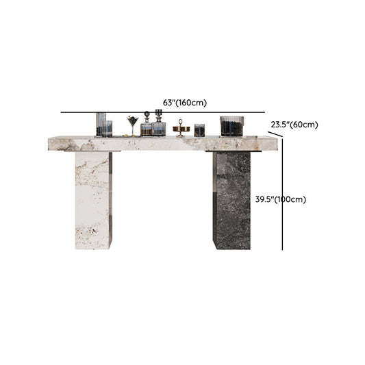 1/2/3/5 Pieces Glam Rectangle Sintered Stone Counter Table with High Stools