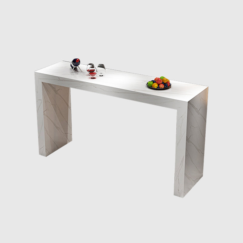 Modern Style Rectangle Stone Bar Stool Table Table for Living Room White Without Chairs Clearhalo 'Bar Furniture' 'Bar Tables' 'bar_tables' 'furn' 'furn_bar_tables' 'Furniture' 'Kitchen & Dining Furniture' 7637505