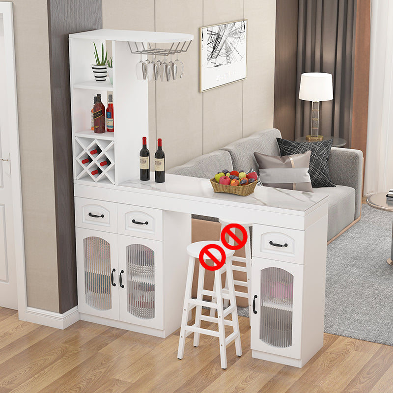 Contemporary Stone Rectangle Bar Height Table for Living Room Ivory Without Chairs Clearhalo 'Bar Furniture' 'Bar Tables' 'bar_tables' 'furn' 'furn_bar_tables' 'Furniture' 'Kitchen & Dining Furniture' 7637688