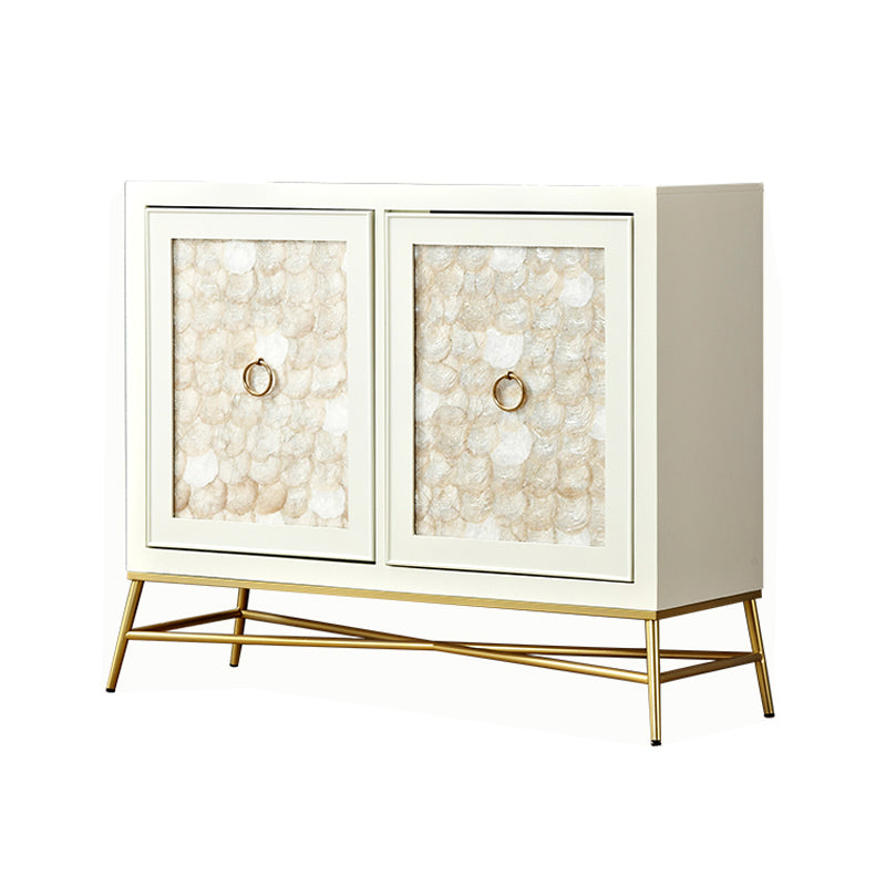 Support de buffet en bois blanc d'ingénierie armoire à bascule en or avec rangement