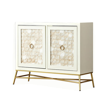 Support de buffet en bois blanc d'ingénierie armoire à bascule en or avec rangement