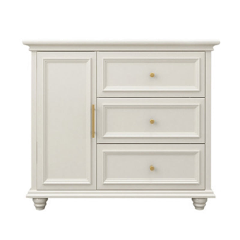 Contemporary White Buffet Sideboard Solid Wood Sideboard Cabinet with Drawers and Doors 35"L x 16"W x 31"H Wood Clearhalo 'buffet_sideboard' 'Buffets & Sideboards' 'furn' 'furn_buffet_sideboard' 'Furniture' 'Kitchen & Dining Furniture' 7637835