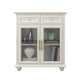 Contemporary White Buffet Sideboard Solid Wood Sideboard Cabinet with Drawers and Doors 31"L x 16"W x 35"H Glass Clearhalo 'buffet_sideboard' 'Buffets & Sideboards' 'furn' 'furn_buffet_sideboard' 'Furniture' 'Kitchen & Dining Furniture' 7637838