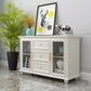 Contemporary White Buffet Sideboard Solid Wood Sideboard Cabinet with Drawers and Doors Clearhalo 'buffet_sideboard' 'Buffets & Sideboards' 'furn' 'furn_buffet_sideboard' 'Furniture' 'Kitchen & Dining Furniture' 7637839