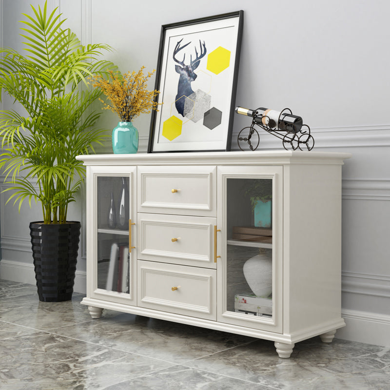 Contemporary White Buffet Sideboard Solid Wood Sideboard Cabinet with Drawers and Doors Clearhalo 'buffet_sideboard' 'Buffets & Sideboards' 'furn' 'furn_buffet_sideboard' 'Furniture' 'Kitchen & Dining Furniture' 7637839
