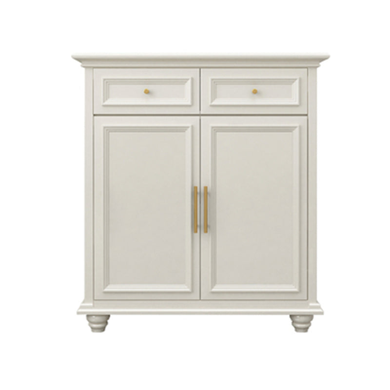Contemporary White Buffet Sideboard Solid Wood Sideboard Cabinet with Drawers and Doors 31"L x 16"W x 35"H Wood Clearhalo 'buffet_sideboard' 'Buffets & Sideboards' 'furn' 'furn_buffet_sideboard' 'Furniture' 'Kitchen & Dining Furniture' 7637842