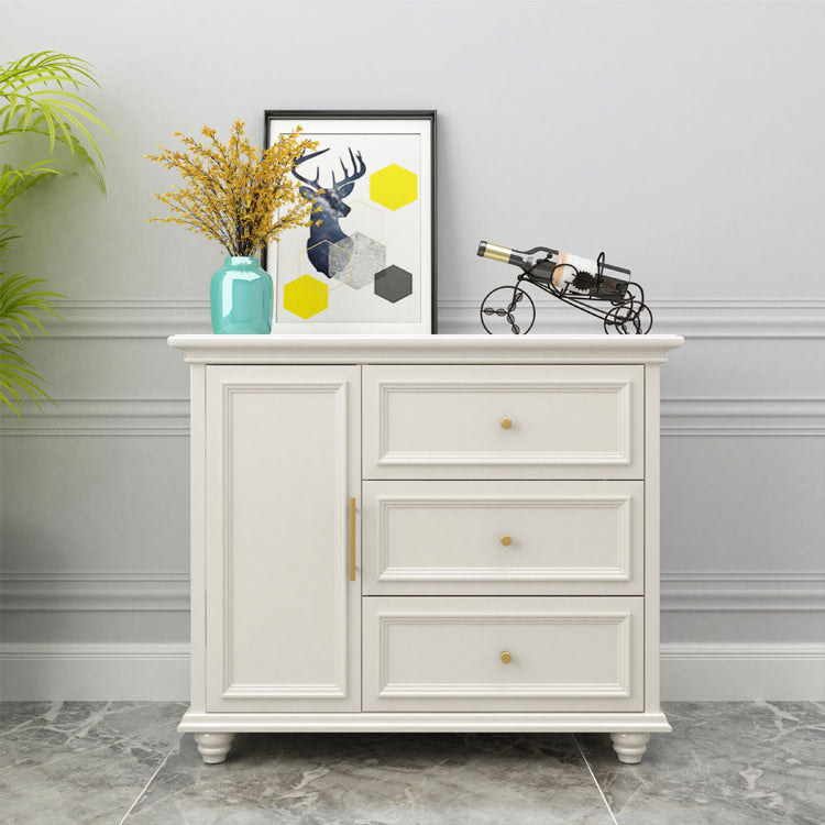 Contemporary White Buffet Sideboard Solid Wood Sideboard Cabinet with Drawers and Doors Clearhalo 'buffet_sideboard' 'Buffets & Sideboards' 'furn' 'furn_buffet_sideboard' 'Furniture' 'Kitchen & Dining Furniture' 7637848