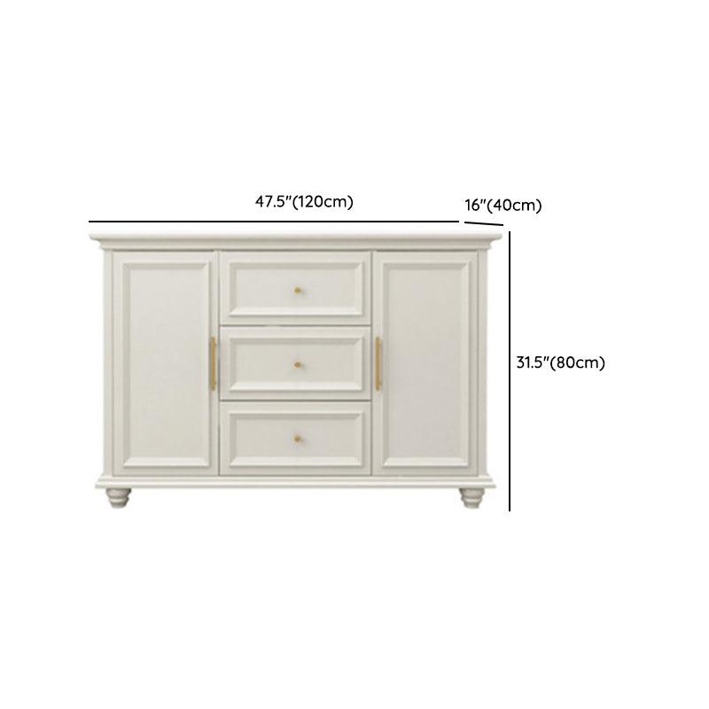 Contemporary White Buffet Sideboard Solid Wood Sideboard Cabinet with Drawers and Doors Clearhalo 'buffet_sideboard' 'Buffets & Sideboards' 'furn' 'furn_buffet_sideboard' 'Furniture' 'Kitchen & Dining Furniture' 7637849