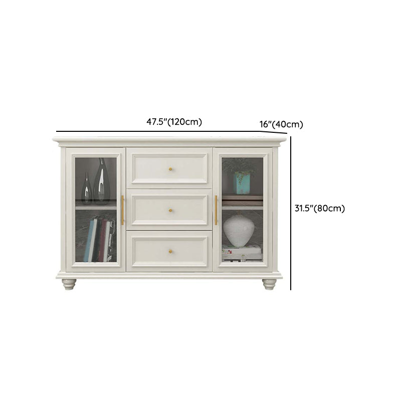 Contemporary White Buffet Sideboard Solid Wood Sideboard Cabinet with Drawers and Doors Clearhalo 'buffet_sideboard' 'Buffets & Sideboards' 'furn' 'furn_buffet_sideboard' 'Furniture' 'Kitchen & Dining Furniture' 7637853