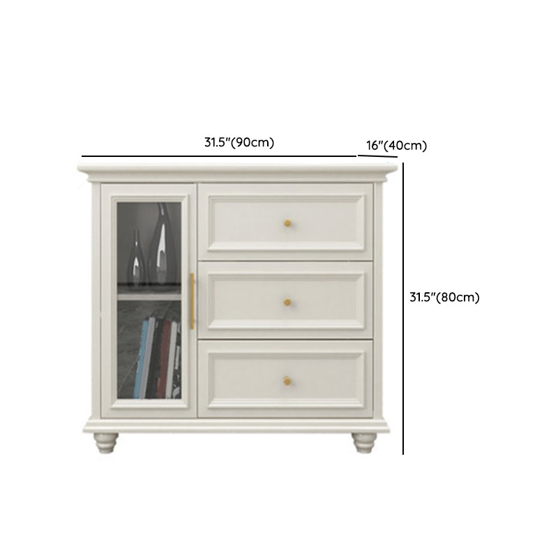 Contemporary White Buffet Sideboard Solid Wood Sideboard Cabinet with Drawers and Doors Clearhalo 'buffet_sideboard' 'Buffets & Sideboards' 'furn' 'furn_buffet_sideboard' 'Furniture' 'Kitchen & Dining Furniture' 7637856