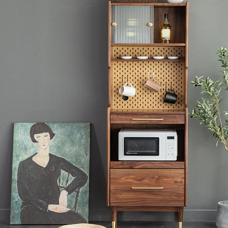 Modern Solid Wood Sideboard Cabinet Living Room 76.8" High Credenza Walnut Clearhalo 'buffet_sideboard' 'Buffets & Sideboards' 'furn' 'furn_buffet_sideboard' 'Furniture' 'Kitchen & Dining Furniture' 7637858