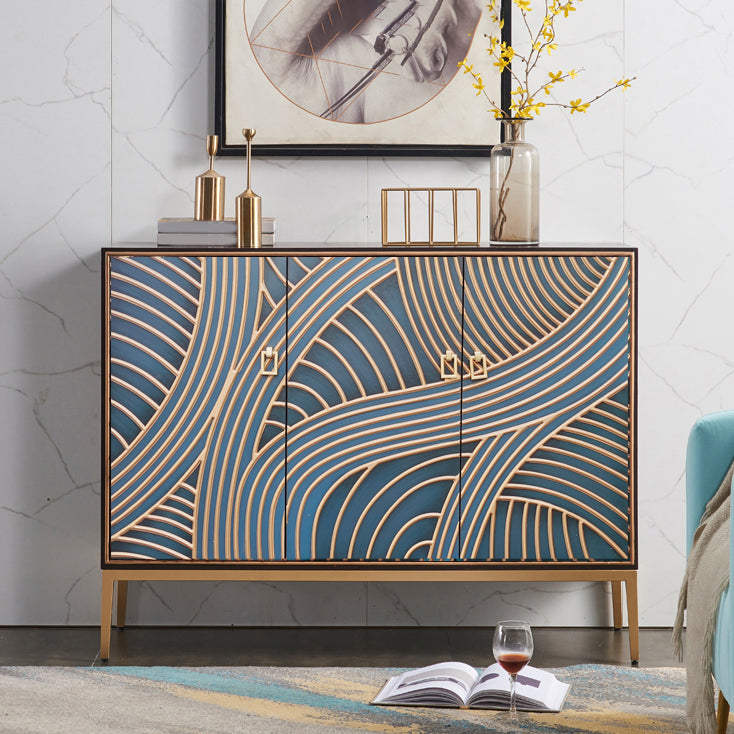 Gold Legs 35.4" High Sideboard Cabinet Glam Style Wood Buffet Table 47"L x 16"W x 35"H Blue Clearhalo 'buffet_sideboard' 'Buffets & Sideboards' 'furn' 'furn_buffet_sideboard' 'Furniture' 'Kitchen & Dining Furniture' 7637878