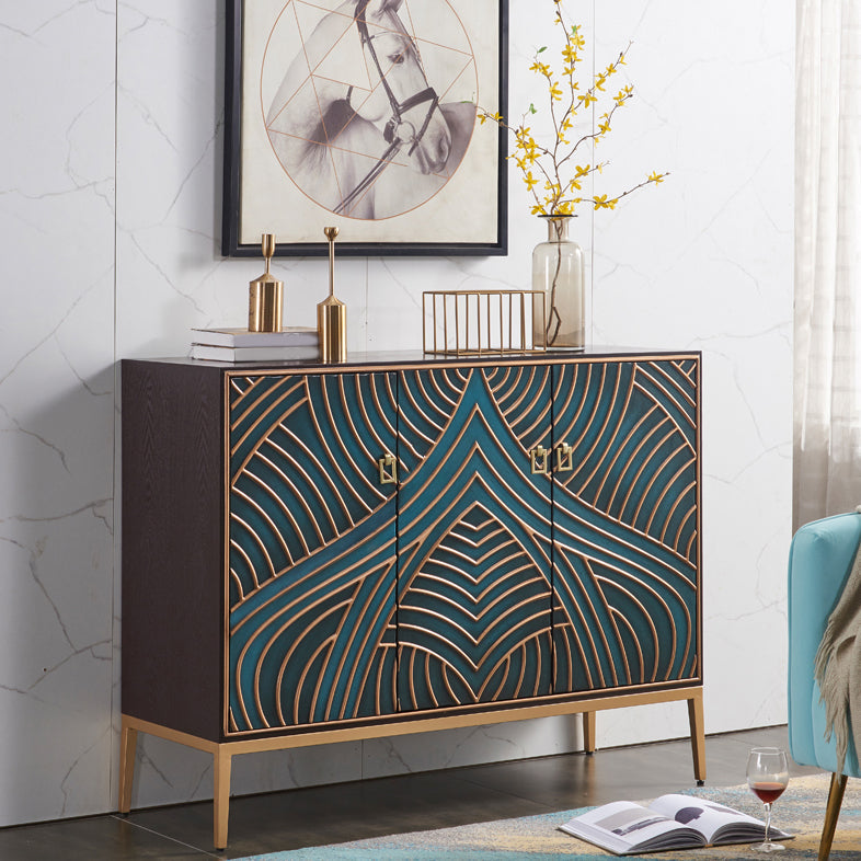 Gold Legs 35.4" High Sideboard Cabinet Glam Style Wood Buffet Table 47"L x 13"W x 35"H Dark Blue Clearhalo 'buffet_sideboard' 'Buffets & Sideboards' 'furn' 'furn_buffet_sideboard' 'Furniture' 'Kitchen & Dining Furniture' 7637883