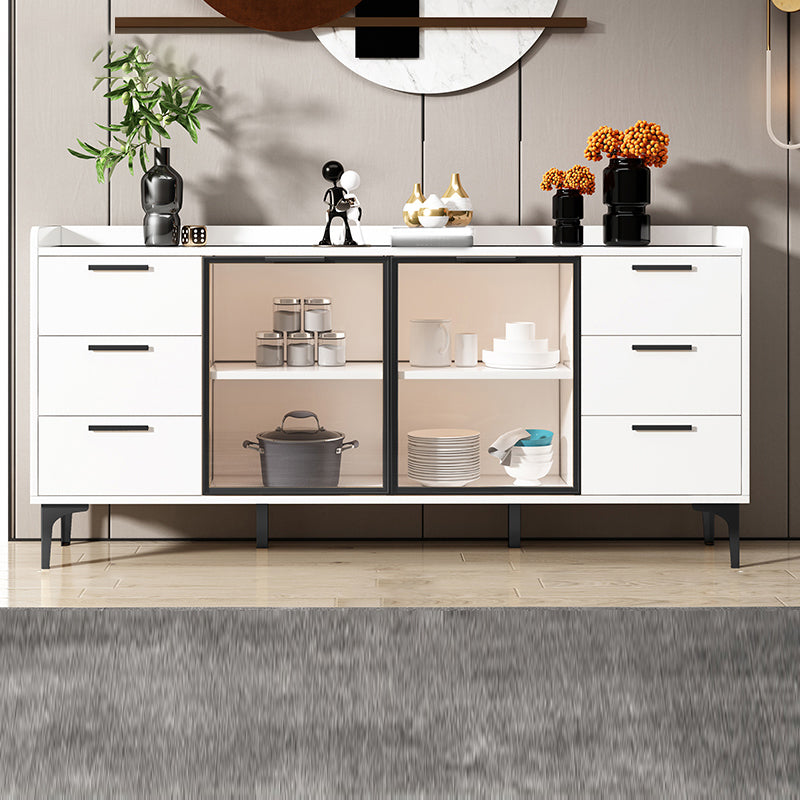 Cabinets Storage Modern Buffet Stand Engineered Wood Buffet Sideboard 63"L x 16"W x 33"H White Clearhalo 'buffet_sideboard' 'Buffets & Sideboards' 'furn' 'furn_buffet_sideboard' 'Furniture' 'Kitchen & Dining Furniture' 7637927