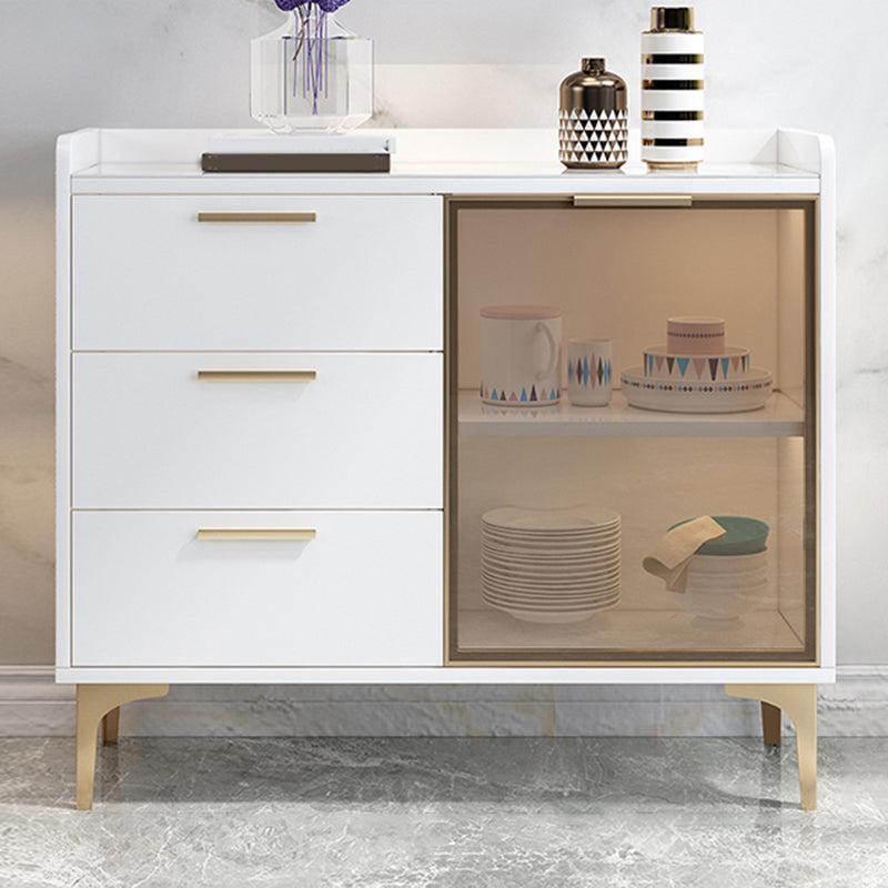Cabinets Storage Modern Buffet Stand Engineered Wood Buffet Sideboard 31"L x 16"W x 33"H White-Gold Clearhalo 'buffet_sideboard' 'Buffets & Sideboards' 'furn' 'furn_buffet_sideboard' 'Furniture' 'Kitchen & Dining Furniture' 7637935