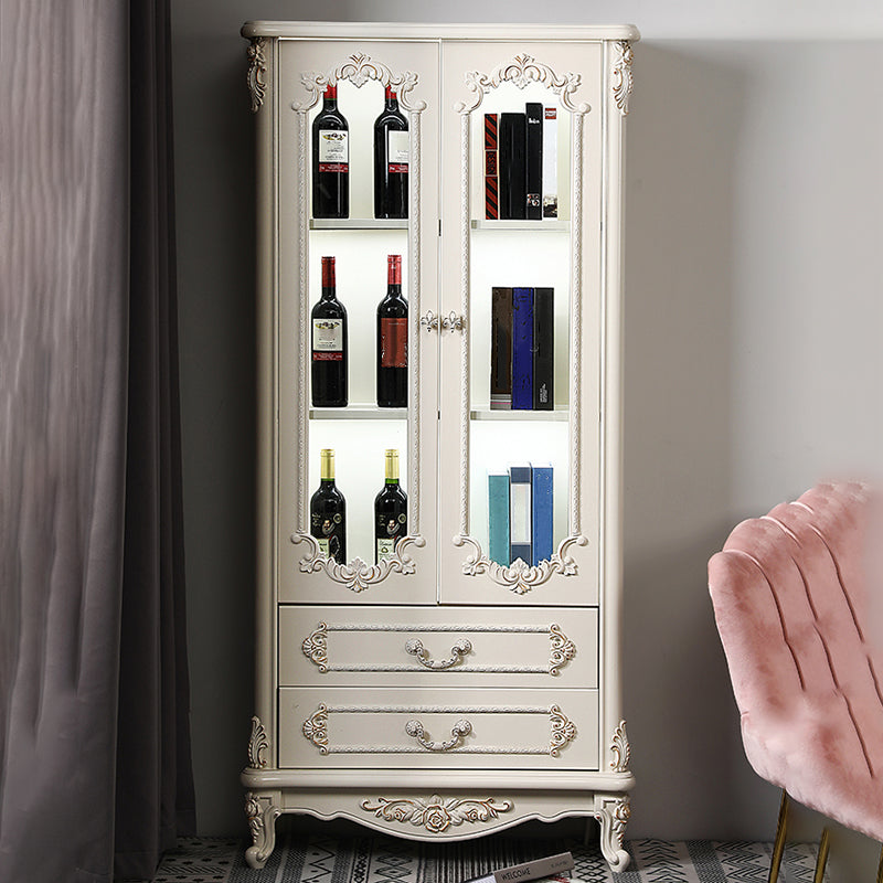 Portes en verre de support d'affichage traditionnel armoire de rangement en pin pour salle à manger