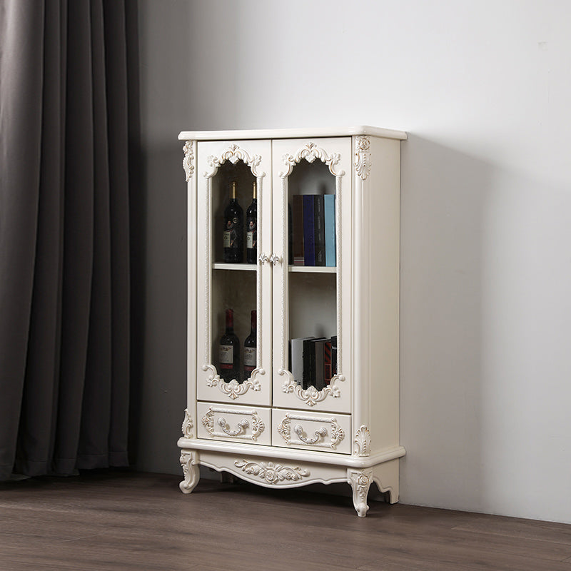 Portes en verre de support d'affichage traditionnel armoire de rangement en pin pour salle à manger