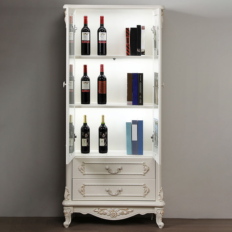 Portes en verre de support d'affichage traditionnel armoire de rangement en pin pour salle à manger