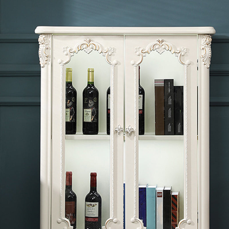 Portes en verre de support d'affichage traditionnel armoire de rangement en pin pour salle à manger