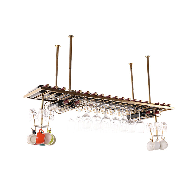 Glam Style Metal Hanging Wine Rack Kit in Gold, 59" x 13.8" x 13.4" Gold Clearhalo 'furn' 'furn_wine_racks' 'Furniture' 'Kitchen & Dining Furniture' 'Wine Racks' 'wine_racks' 7638046