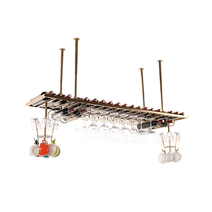 Glam Style Metal Hanging Wine Rack Kit in Gold, 59" x 13.8" x 13.4" Gold Clearhalo 'furn' 'furn_wine_racks' 'Furniture' 'Kitchen & Dining Furniture' 'Wine Racks' 'wine_racks' 7638046